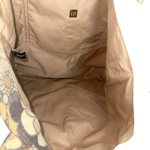 Vintage GAP Corduroy Floral Tote Bag 2005 Fall Retro 70s Boho Y2K Brown Tan - Picture 5 of 10